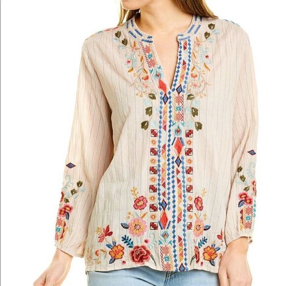 Johnny Was Tops - Johnny Was Cotton Eilona Embroidered Blouse